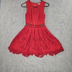 Charlotte Russe Red Lace Fit & Flare Dress S